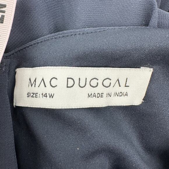 Mac Duggal Navy Blue Maxi Chiffon Sleeveless Plus Size Formal Gown Womens 14W - Picture 11 of 11